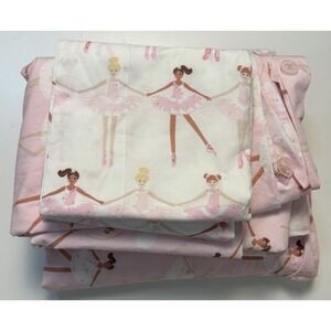 Pottery Barn 2 Twin Duvet Covers W/ Pillow Shams Ballerina Ballet Pink Organic